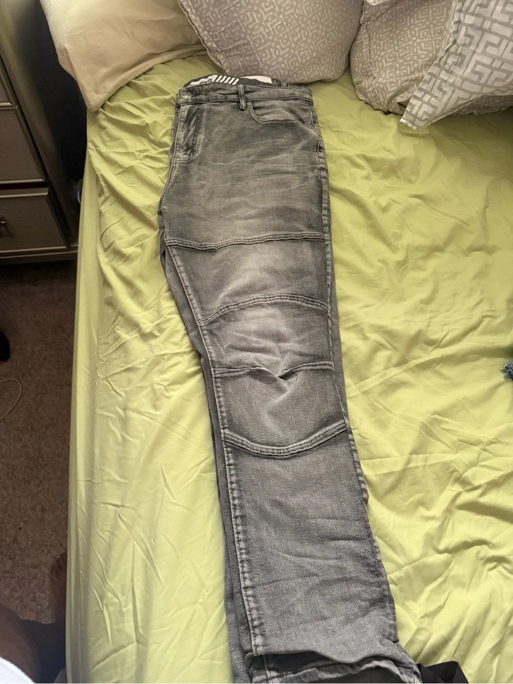 Men’s Grey Straight Jeans with Washed Panel Detailing